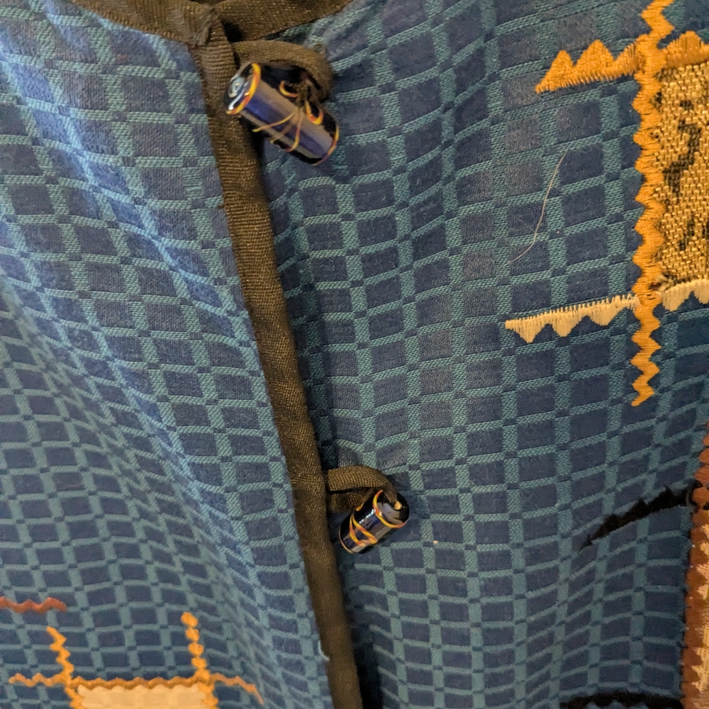 Allure Blue Textured Patchwork Jacket Artwear Lin… - image 3